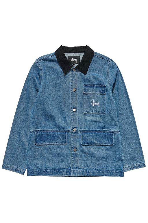 Stussy Mens Denim Chore Coat Jackets Blue - NPRSV3185